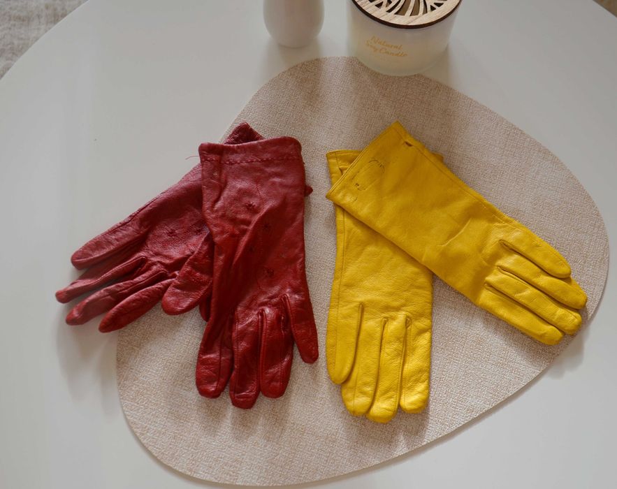 Skórzane damskie rękawiczki 2 pary rozmiar S/M