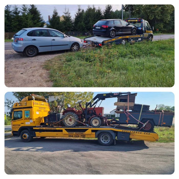transport maszyn rolniczych i budowlanych, pomoc drogowa