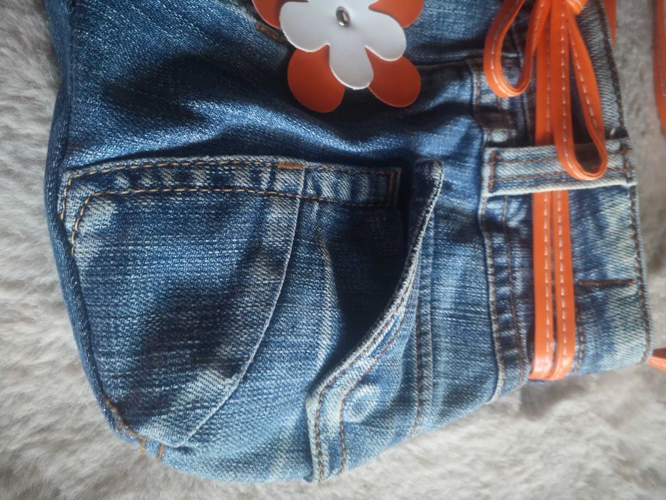 Jeansowa handmade torebka z kwiatkiem