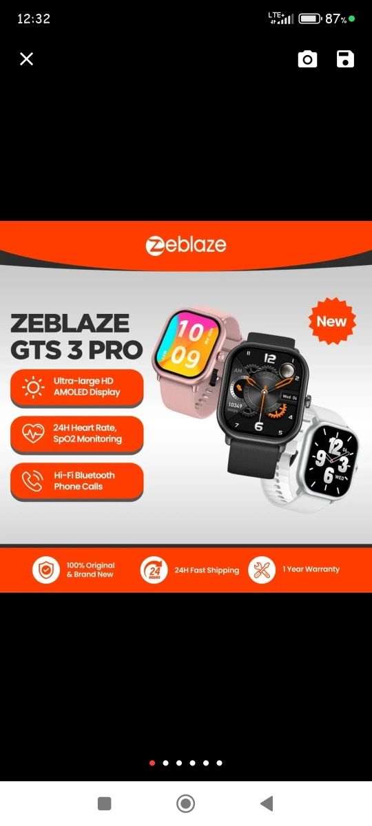 Smartwatch Zeblaze GTS 3 Pro czarny