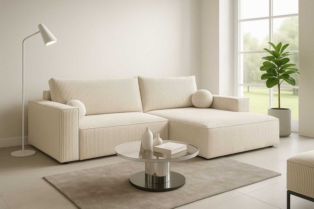 Narożnik rozkładany COBO L mini 255 cm sztruks funkcja spania