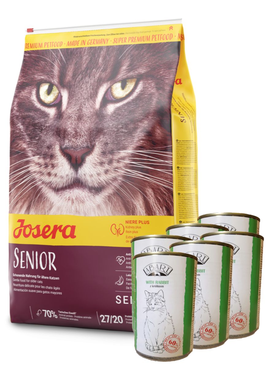 JOSERA Carismo Senior 10kg + 6x Abart puszka dla kota 415g z królikiem