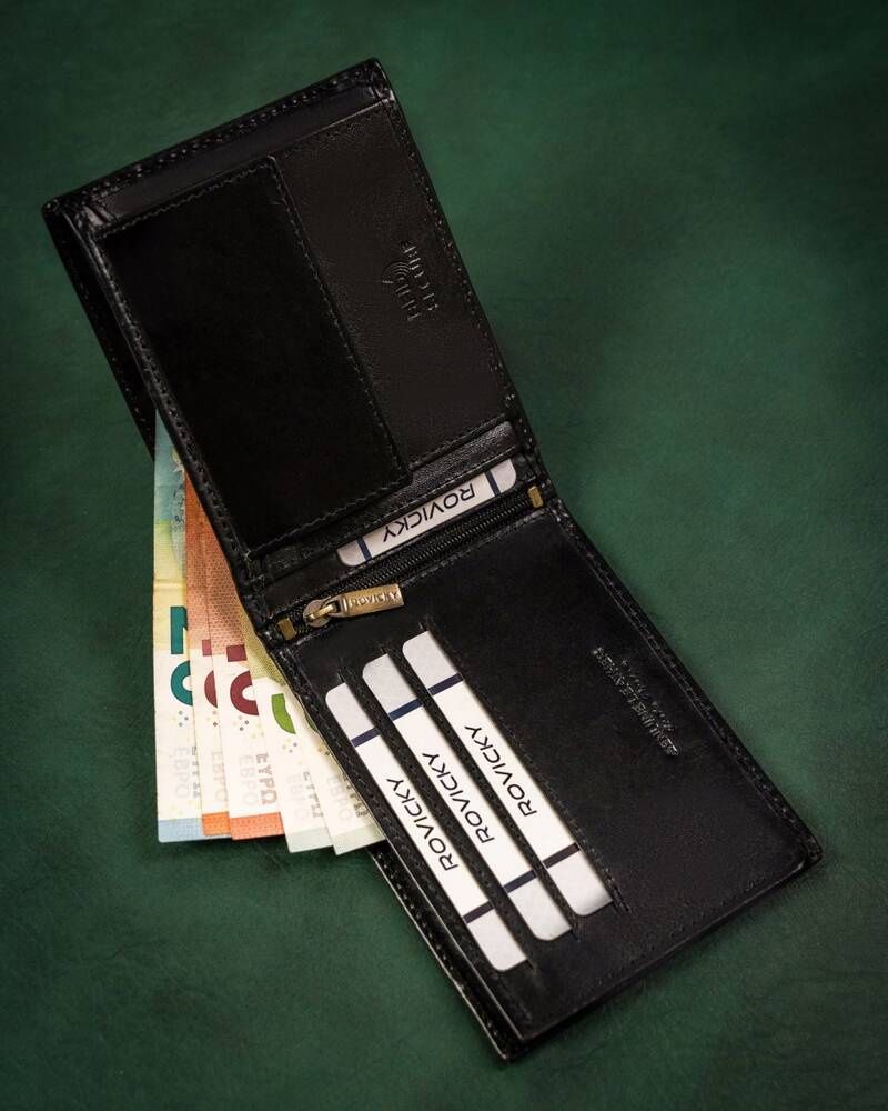 skórzany portfel męski z systemem rfid - rovicky