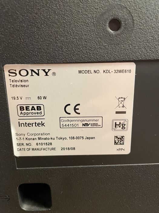 TV SONY Bravia LED kdl - 32WE610