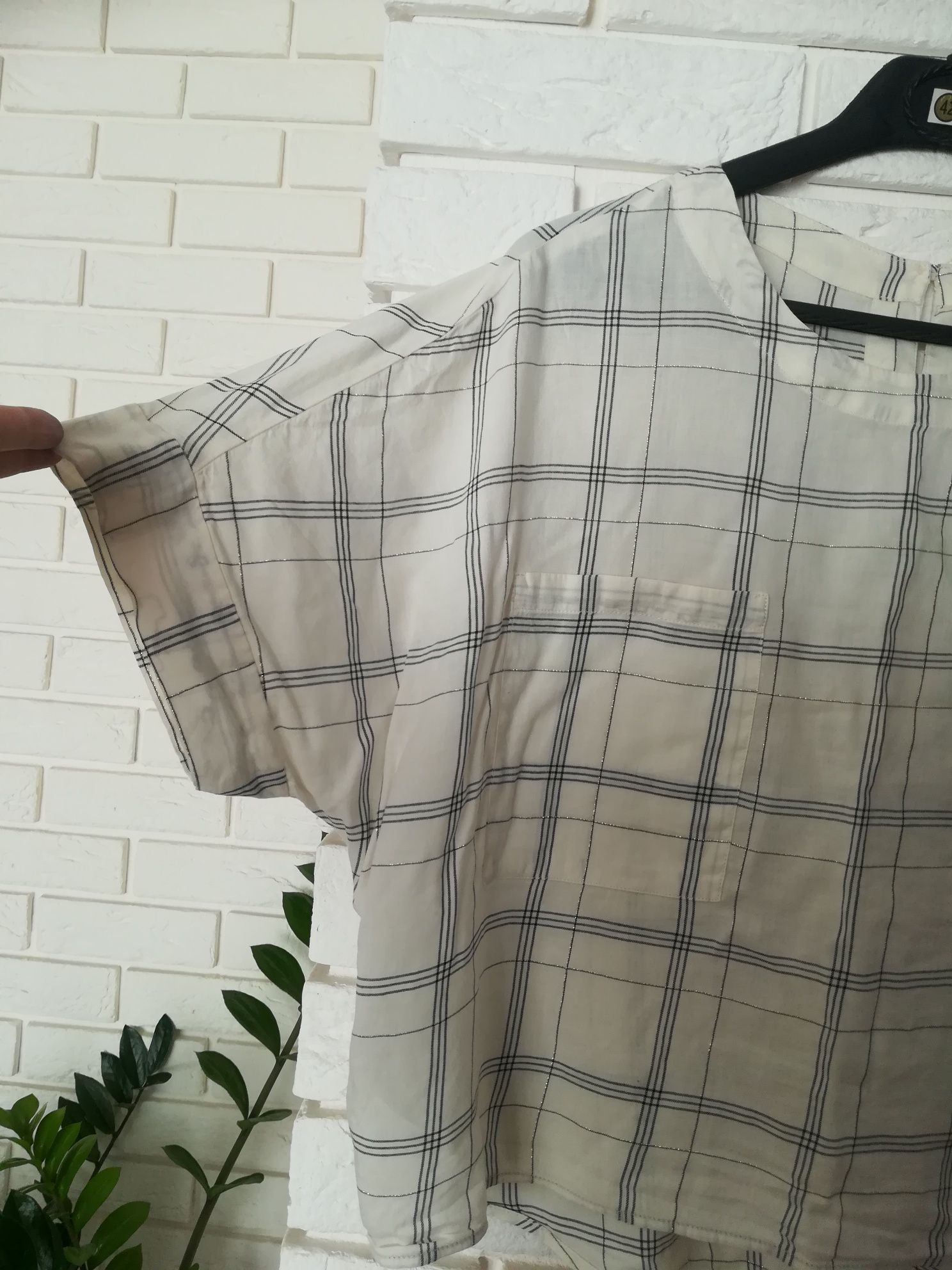 Bluzka koszulka w kratkę MNG Suit S oversize