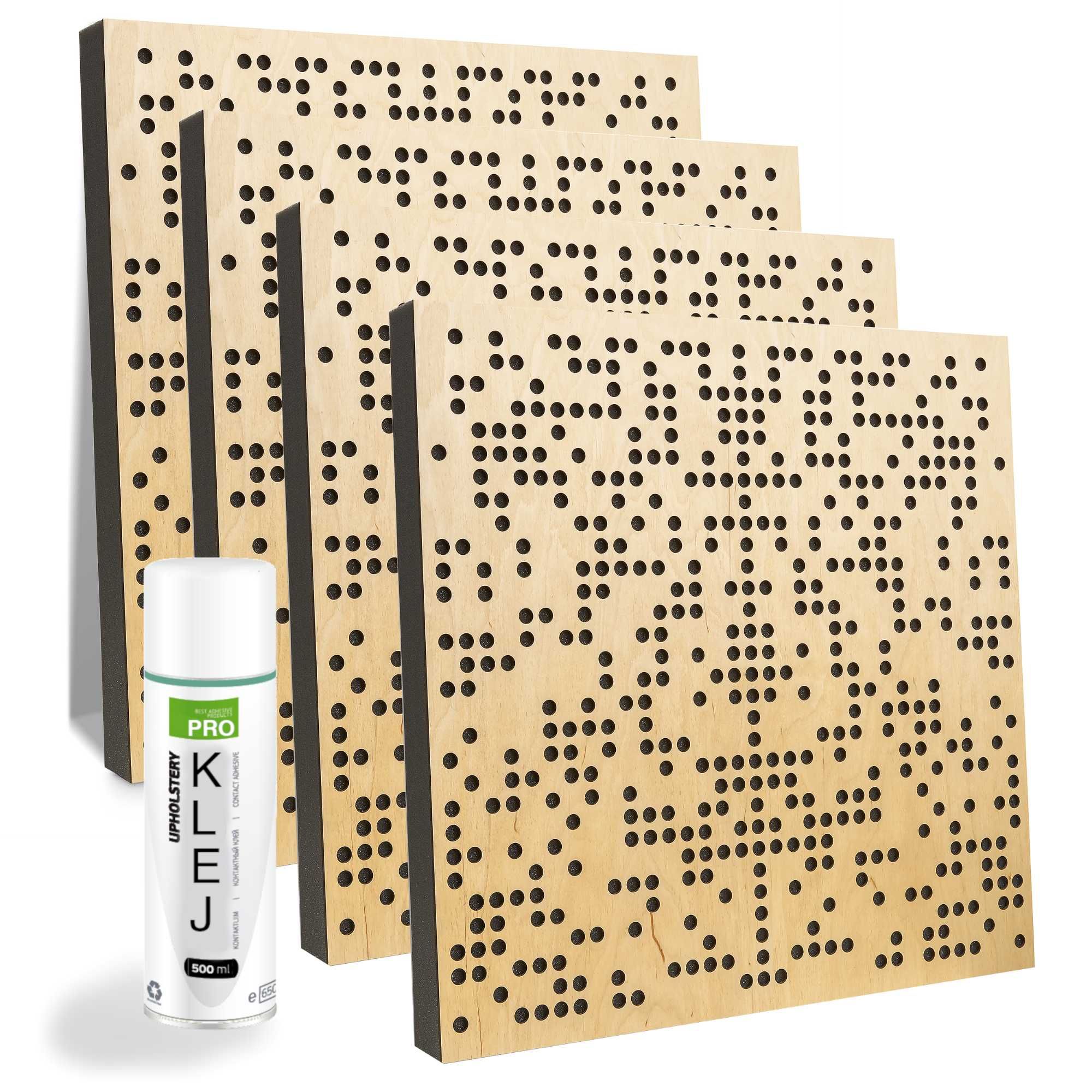 Panele Akustyczne AcuPanel Binar Natural 50x50 4szt + Klej