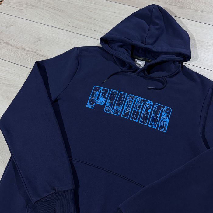 Темно Синя Кофта Худі Пума PUMA Essential Big Logo, Розмір M, Оригінал