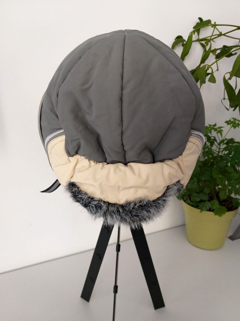 Czapka uszatka r. 54 zimowa ciepła futerko