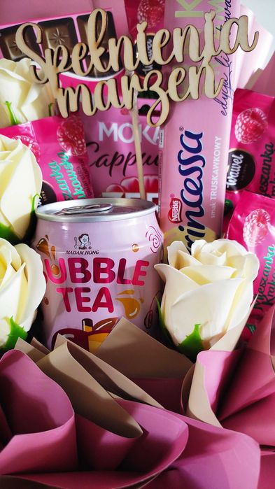 Flowerbox podziękowania prezent upominek kwiatowy bukiet slodyczy