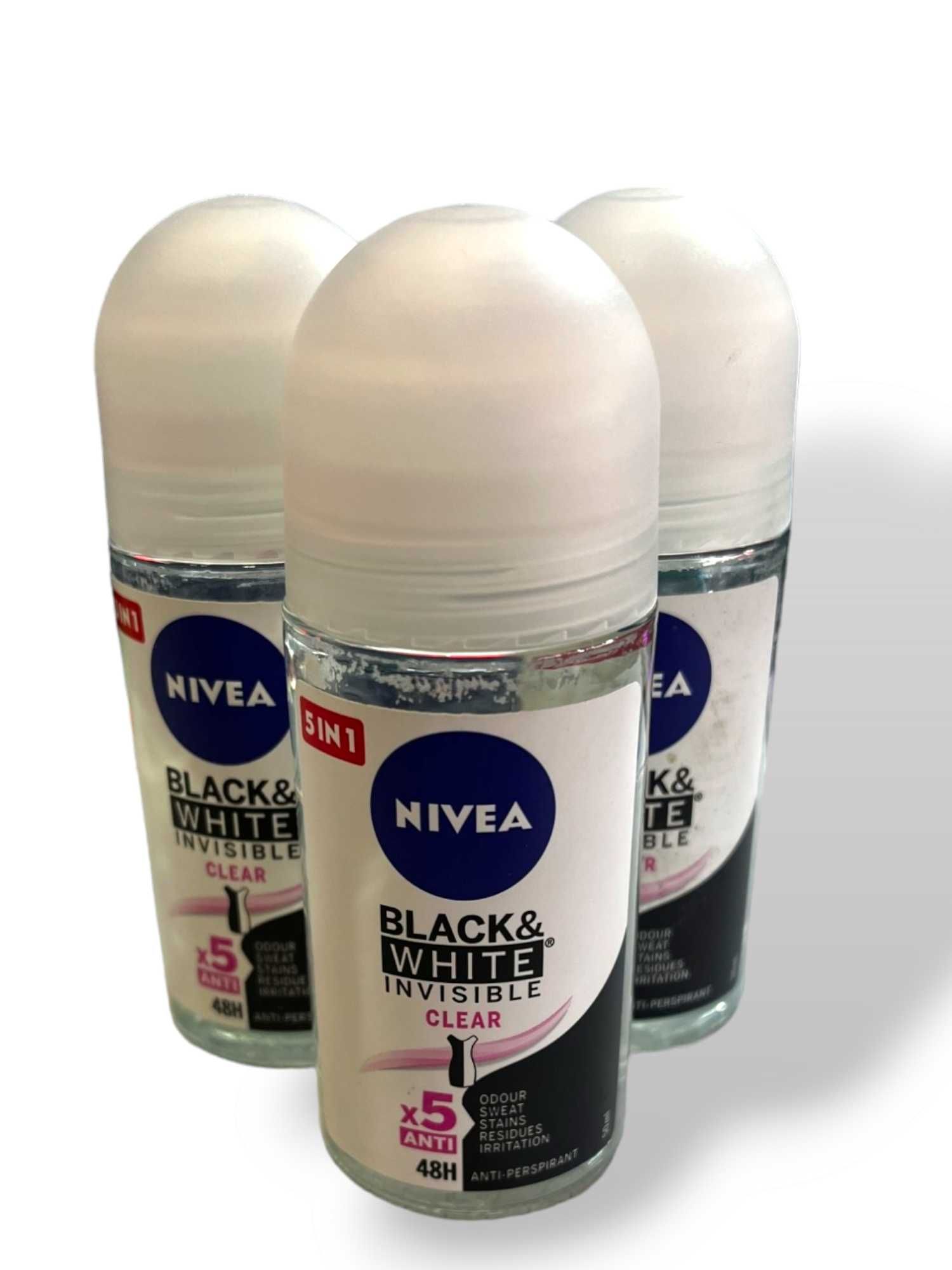 Zestaw NIVEA Black&White Invisible Clear dezodorant 3x50ml