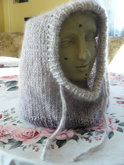 Balaclava nowa komin kapturek puszek ręcznie robiony ombre alpaka hand