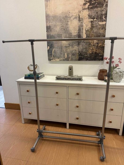 Charriot para pendurar roupas, cor cinzenta, 113-198 cm