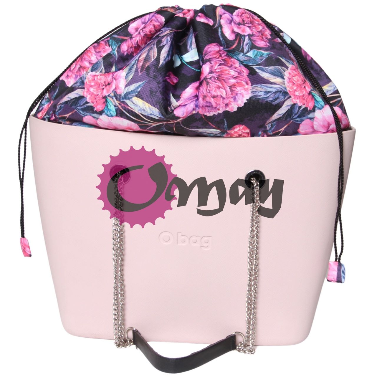 Różowe Piwonie organizer do OBAG URBAN worek czarny 2 kieszenie OMAY