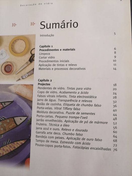 Livro de ensino sobre decoração em vidro