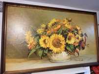 Obraz słoneczniki Konarski 106x66 cm – drewniana rama