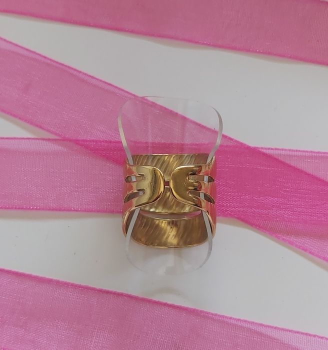 Anel dourado, em aço, ajustável