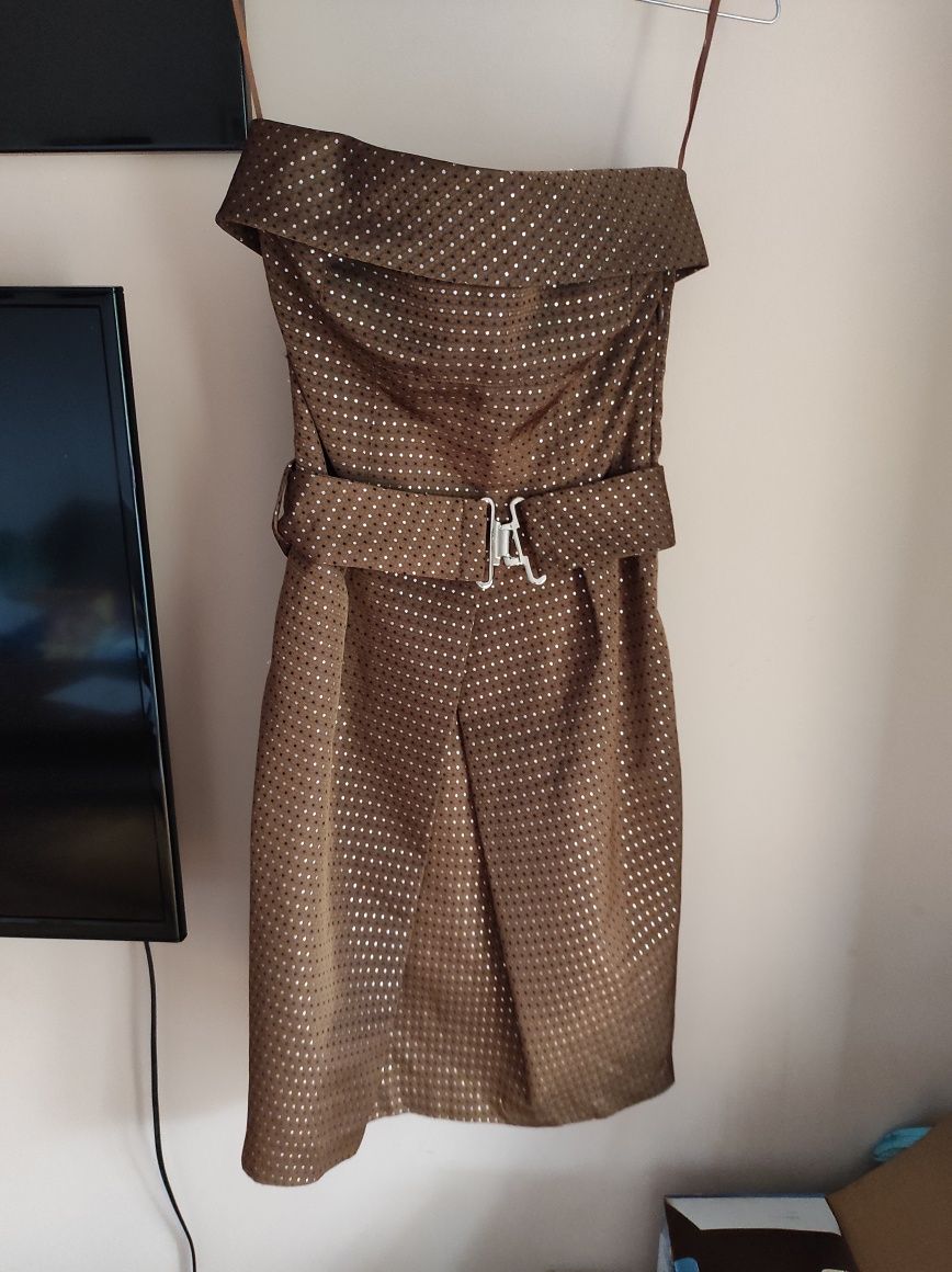 Zara sukienka xxs/XS brązowa bez ramiączek