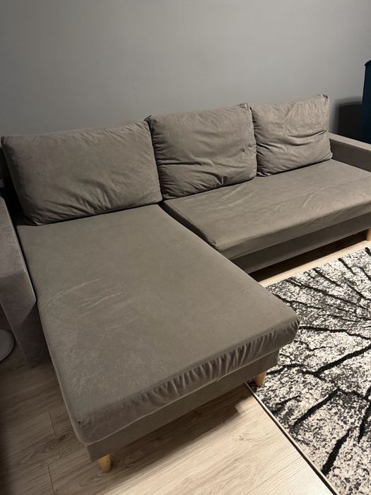 Narożnik z funkcją spania szary rozkładany prosty bok