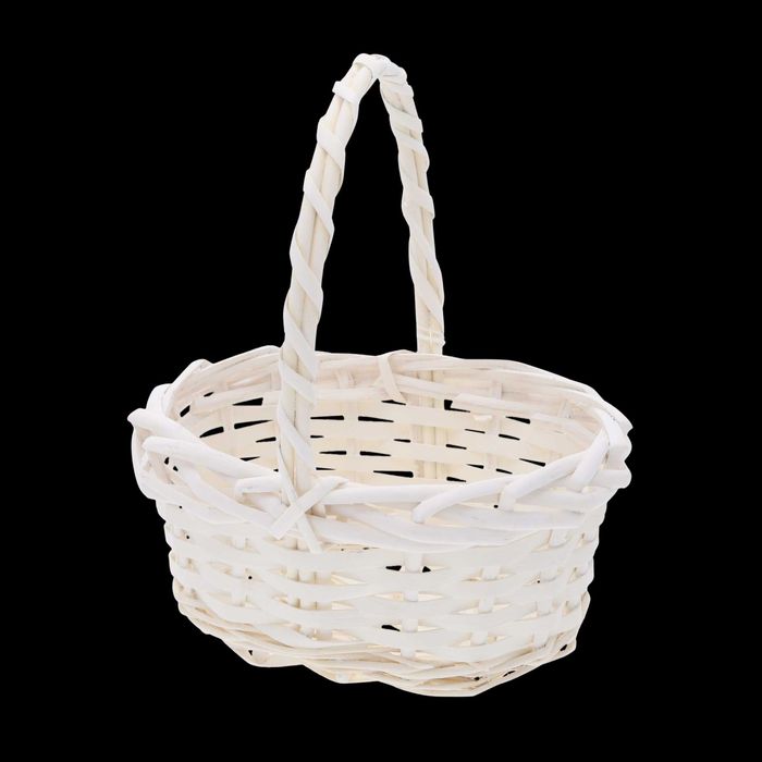 Biały owalny kosz wiklinowy S święconka wielkanoc