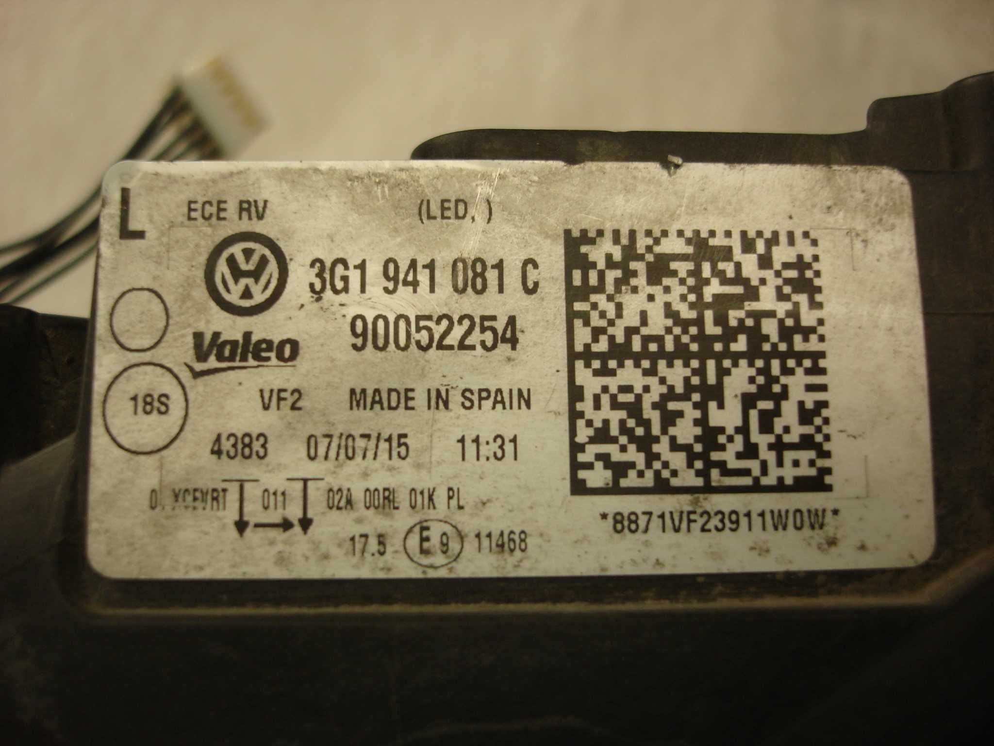 Reflektor przedni lewy PASSAT B8 EU FULL LED