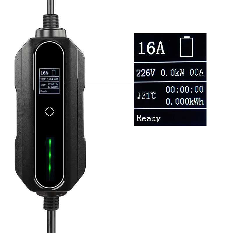 Carregador Móvel para Carros Elétricos/Híbridos Plug-In * 16A * 3.7kW