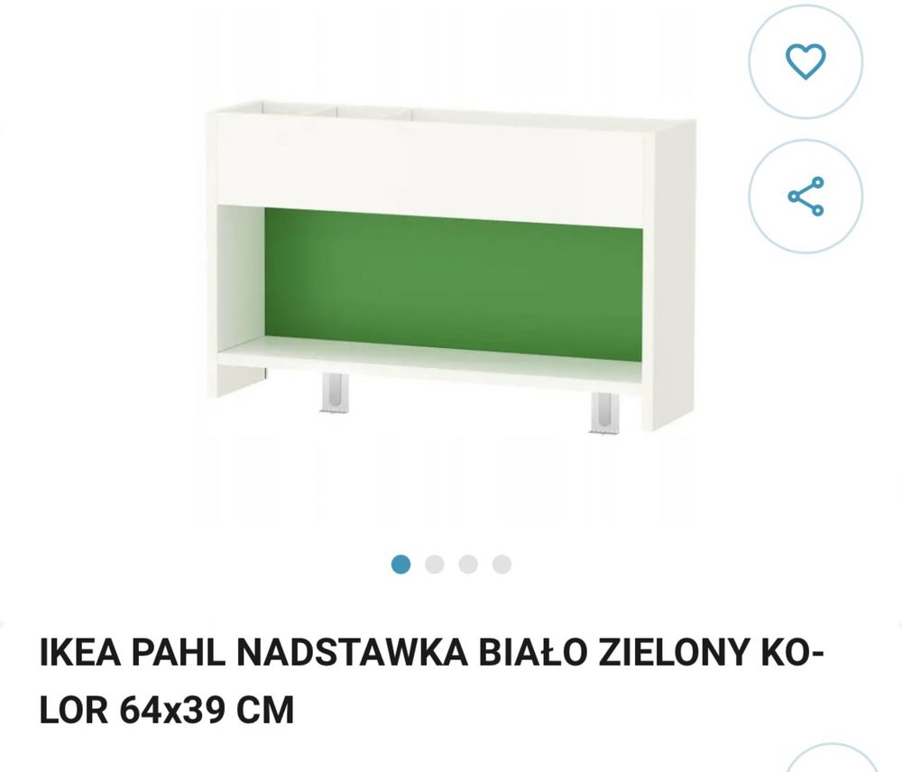Nadstawka na biurko Ikea Pahl biało zielone 64x39 cm