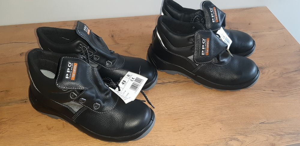 Buty robocze trzewiki skórzane sznurkowe