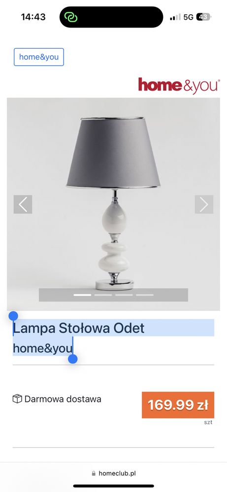 Dwie Lampy Stołowe Odet home&you