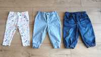 j.Nowe,Zestaw 3 szt,Spodnie letnie,jeans,legginsy r 74, H&M, 5.10.15