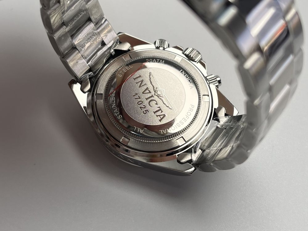 Invicta 17025, чоловічий сріблястий годинник, інвікта хронограф