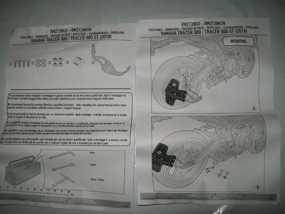 RM2139KIT YAMAHA Tracer 900/GT (18>19) mocowanie błotnika RM01, RM02