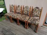 Krzesła tapicerowane stołowe 4 szt. dąb fotele stołki obiadowe