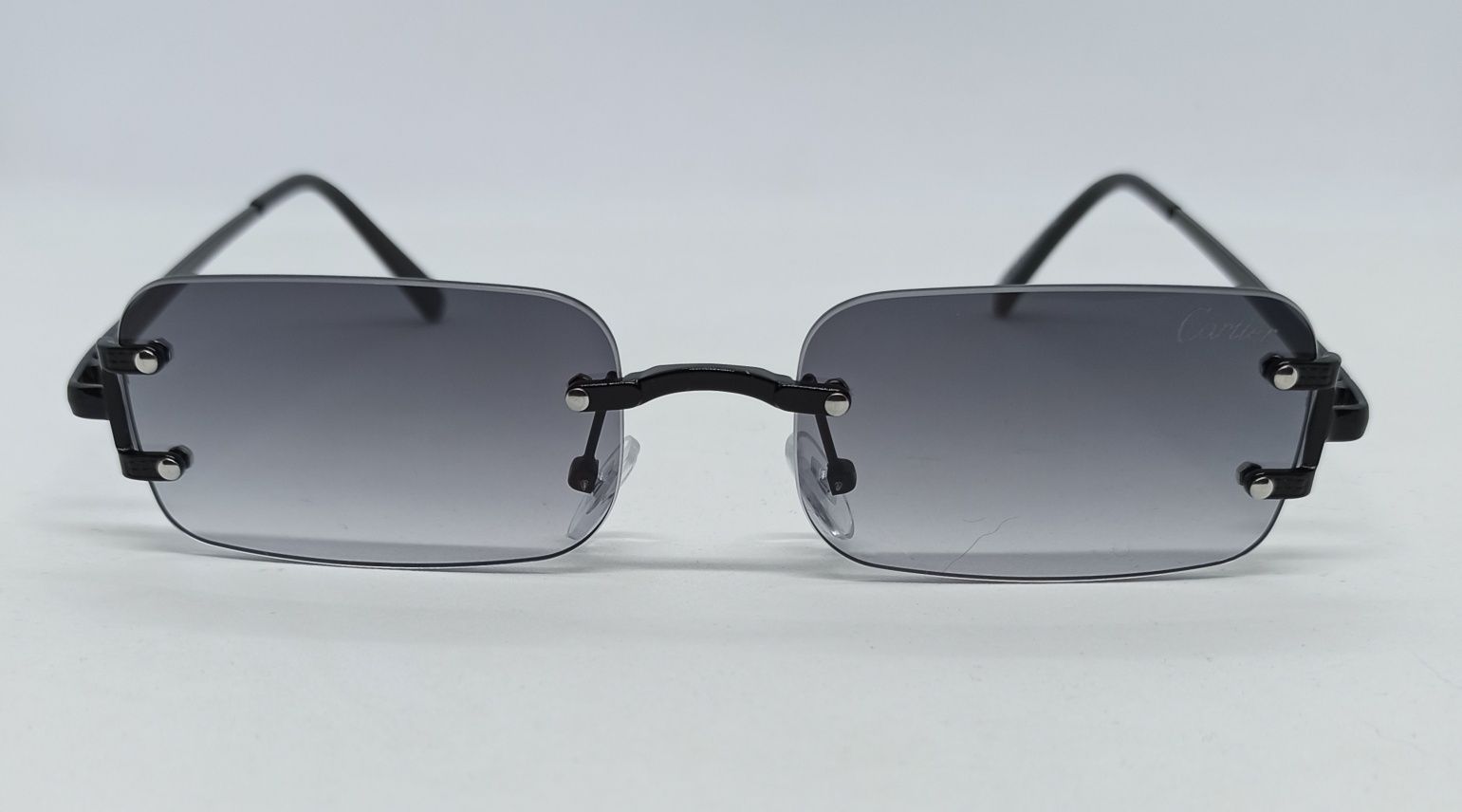 Cartier очки унисекс темно серый градиент узкие модные безоправные