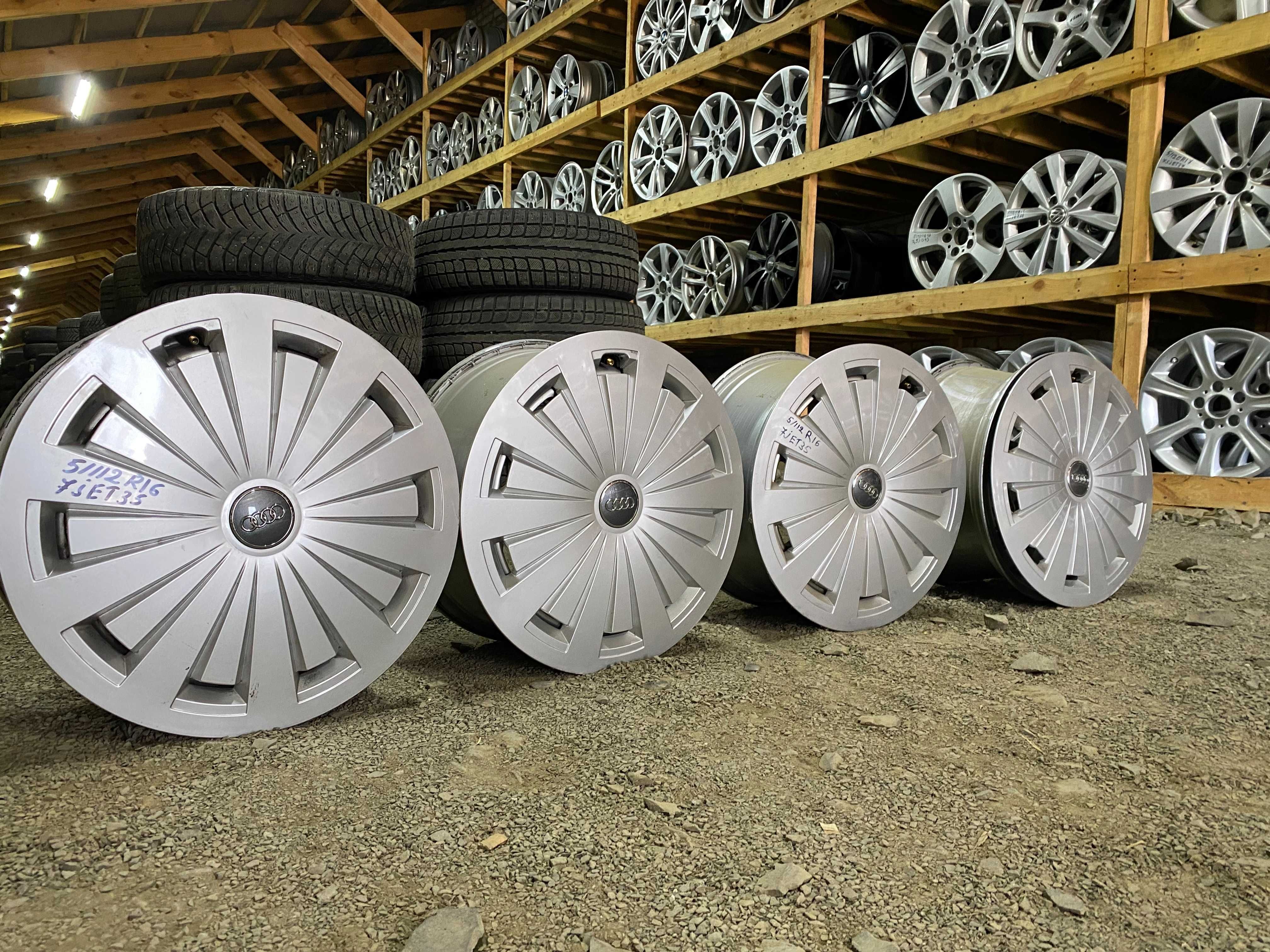 Титани 5/112R16 7J ET35 Audi 4шт + Ковпаки