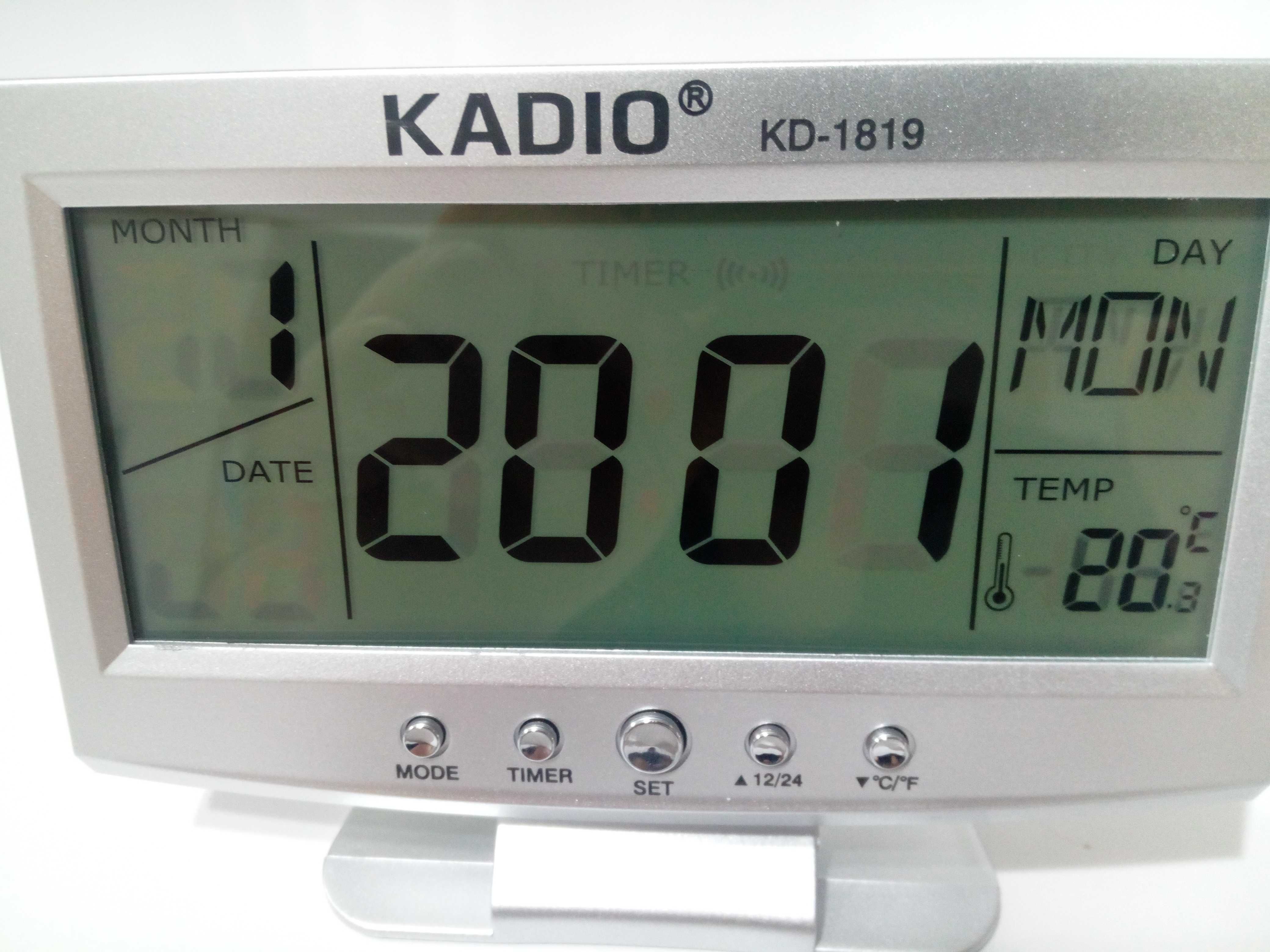 BUDZIK zegar biurkowy termometr świecący LCD