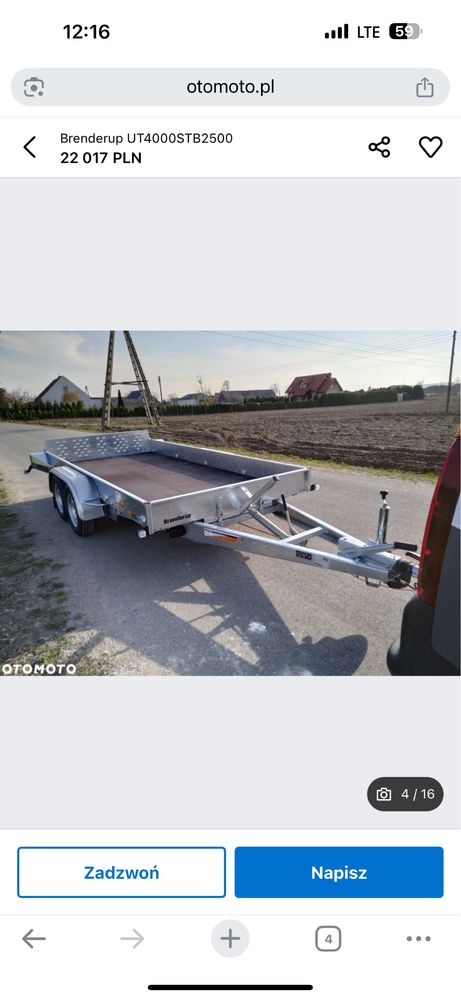 Przyczepa, laweta uchyla, najazdowa pod koparke itp Brenderup T2500