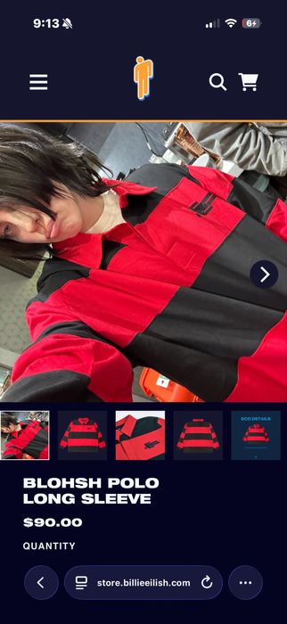 Оригінальний мерч Біллі Айліш: BLOHSH POLO LONG SLEEVE