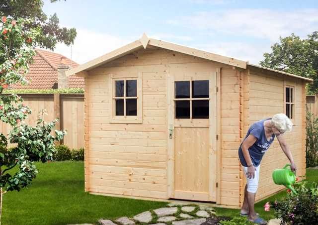 Domek ogrodowy drewniany Agawa 391 x 512 z tarasem 50% rabatu montaż