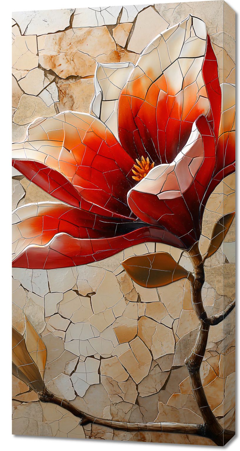 Obraz 50x100cm Mozaika z Szklistego Kwiatu