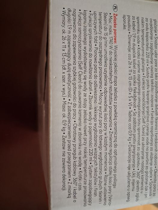 Żelazko parowe, nowe 1740 Wat