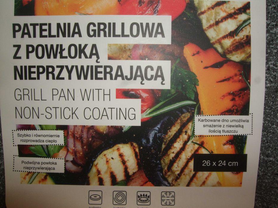 Patelnia GRILLOWA 26 x 24 cm Non - Stick Nieprzywierająca Smukee