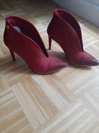 Buty botki Carrini jasnobordowe, bordowe