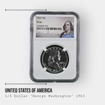 Срібна монета 50 центів Франклін США в слабі NGC pf66 pf67 pf68