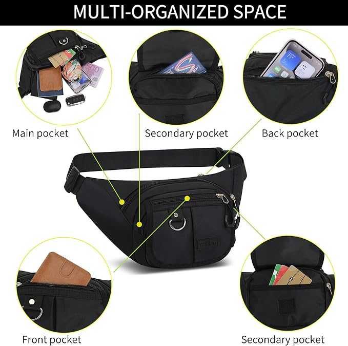 YSHHao saszetka nerka dla mężczyzn i kobiet - czarna