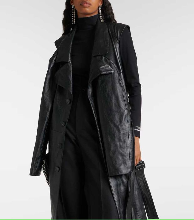 Jednorzędowy skórzany płaszcz