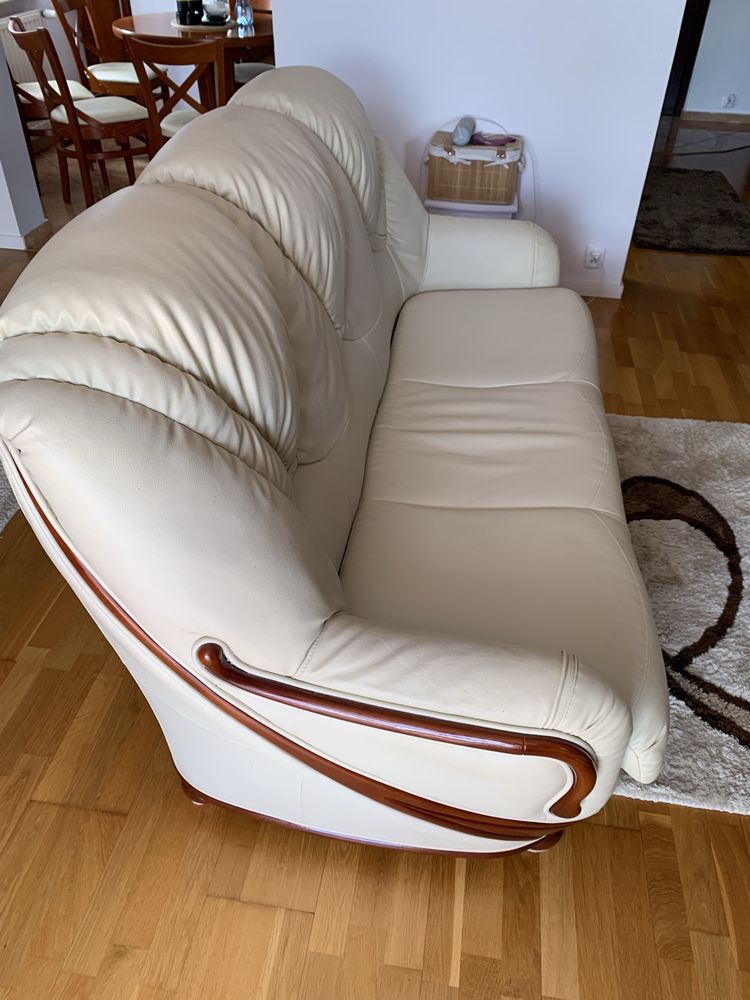 Zestaw wypoczynkowy skórzany – sofa 3-osobowa, sofa 2-osobowa i fotel