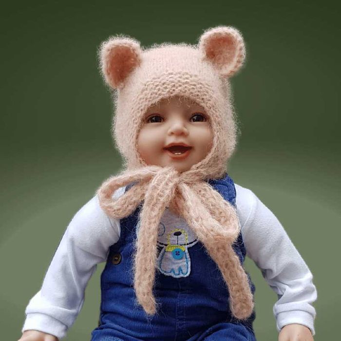 Czapka 40/42 Piaskowy Miś alpaka/jedwab