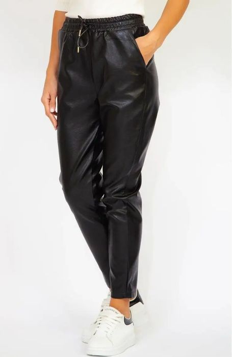 Шкіряні теплі штани лосіни спортивні на флісі екошкіра М-3XL