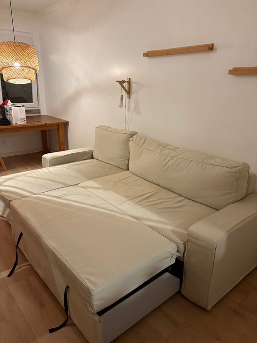 sofá-cama com arrumação e chaise longe ikea