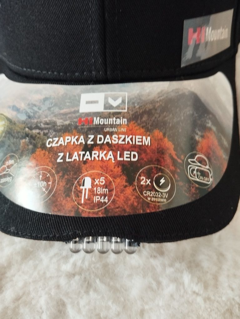 Nowa czapka z daszkiem z latarką LED